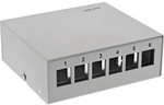 InLine&reg; Patchfeld-Dose Aufputz f&uuml;r 6x Keystone RJ45, Metall, lichtgrau RAL7035