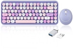Perixx PERIDUO-713PP DE, Mini Tastatur-Maus Set, Retro Vintage Design, violett