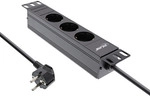 InLine&reg; 10 Steckdosenleiste, 3-fach Schutzkontakt, ohne Schalter, 2m, schwarz