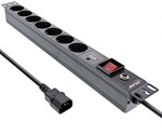 InLine&reg; 19 Steckdosenleiste, 7-fach Schutzkontakt, C14, &Uuml;SS, &Uuml;berlastschutz