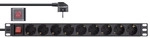 InLine&reg; 19 Steckdosenleiste, 9-fach Schutzkontakt, mit Schalter, 2m, schwarz
