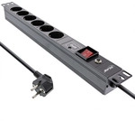 InLine&reg; 19 Steckdosenleiste, 6-fach, &Uuml;SS, &Uuml;berlastschutz, Schalter