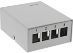 InLine&reg; Patchfeld-Dose Aufputz f&uuml;r 4x Keystone RJ45, Metall, lichtgrau RAL7035