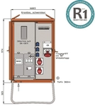 Walther Anschlussverteiler WAV0160R1 44kVA Z&auml;hlerpl.RCD Typ B 5 LS 3 CEE-Abg