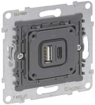 Legrand 765027 SEANO Einsatz 2f USB-Ladesteckdose Typ A+C m.Ladestrom 3