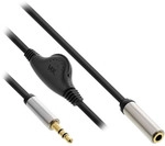 InLine&reg; Slim Audio Kabel Klinke 3,5mm ST / BU, mit Lautst&auml;rkeregler, 0,25m