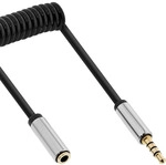 InLine&reg; Slim Audio Spiralkabel Klinke 3,5mm ST/BU, 4-polig, Stereo, 2m