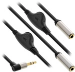 InLine&reg; Slim Audio Y-Kabel Klinke 3,5mm ST an 2x BU, mit Lautst&auml;rkeregler,...