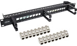 InLine&reg; Patchfeld Cat.6A 16-fach, mit 3 B&uuml;geln, 16 Keystones, 19, 1HE, schwarz