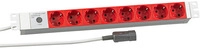 19" 1HE Steckdosenleiste 8 x CEE7/3 rot, Zuleitung C14 f&uuml;r USV, RAL7035