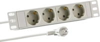10? 1HE Steckdosenleiste 4 x CEE 7/3 ohne Schalter, im Aluprofil, grau