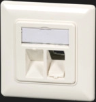 Rahmenset 2-Port, f&uuml;r Keystones, DIN49075, RAL9010