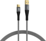 USB-A auf USB-C Kabel 60W QC 3A, 0,5m grau Goldkontakte Textilmantel
