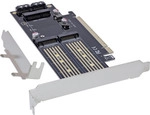 InLine&reg; PCIe Karte x16 zu 2x M.2, 1x mSATA