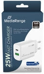 MediaRange Ladeger&auml;t 43W 2-Port 1x USB-A/1x USB-C GaN, wei&szlig;
