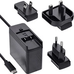 InLine&reg; TravelCharge USB-C Netzteil 140W, GaN, festes Kabel, EU/UK/US, schwarz