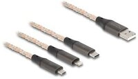 DELOCK USB RGB Ladekabel 3 in 1 Typ-A zu Lightning 1,20m