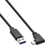 InLine&reg; USB 3.2 Kabel, USB-C Stecker gewinkelt an A Stecker, schwarz, 1,5m