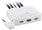 InLine&reg; KVM Switch, 2-fach, HDMI, 4K, USB, mit Audio, integr. Kabel