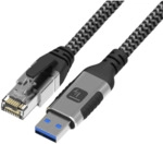USB 3.0 Ethernet-Kabel, A/M zu RJ45/M, 1m, 1 Gbit/s aktiv schwarz/silber