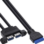InLine&reg; USB 3.2 Gen.1 Kabel, Mainboard intern zu 2x USB-A Buchse, 0,45m
