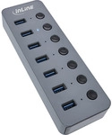 InLine&reg; USB 3.2 Gen.1, 7-Port, mit Schalter, Aluminium, grau, mit Netzteil