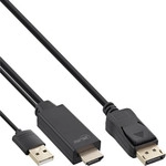 InLine&reg; HDMI zu DisplayPort Konverter Kabel, 4K/30Hz, schwarz, 1m