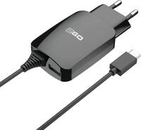 2GO Ladeger&auml;t 12W 1-Port 1x USB-A inkl. USB-C Kabel 140cm sw