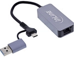 InLine&reg; USB 3.2 zu 5 Gb/s Netzwerk-Adapter, USB-C+USB-A Adapter zu RJ45