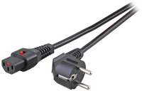 Netzleitung CEE7/7 gewinkelt 90&deg; - C13 180&deg;, IEC Lock, schwarz, 3,0 m