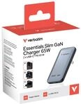 Verbatim Slim GaN Charger 2 Port 65W (EU/UK/US) Grey