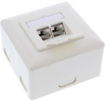 InLine&reg; Cat.6A Anschlussdose, AP/UP 2x RJ45 Buchse, RAL9010, wei&szlig;, waagerecht