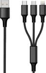 2GO USB 3in1 Ladekabel Micro-USB/Ligntn/USB-C Nylon 150cm sw