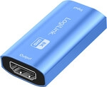HDMI repeater, 20m, 8K/60Hz, HDCP 2.3, Alu, blue