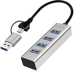 Logilink USB 3.1 Hub, 4-port, USB-A+C, aluminum, grey