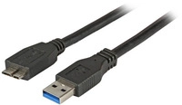 USB3.0 Anschlusskabel A-Micro-B, St.-St., 1,0m, schwarz, Classic