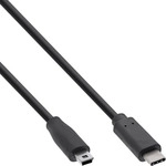 InLine&reg; USB 2.0 Kabel, USB-C Stecker an Mini-B Stecker, schwarz, 3m