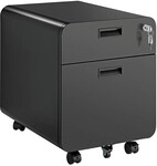Mobile File Cabinet, 2-drawer, w/ lock, black