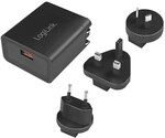 Logilink USB-A Travel charger, 18 W, GaN, 1-port, 1x USB-A (QC), Black