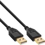 InLine&reg; USB 2.0 Kabel, A an A, schwarz, Kontakte gold, 3m