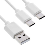 InLine&reg; USB 2in1 Y-Ladekabel, 1x USB-A Stecker an 2x USB-C Stecker, wei&szlig;, 2m
