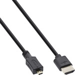InLine&reg; HDMI Superslim Kabel A an D, HS mit Eth., Premium, schwarz / gold, 0,3m