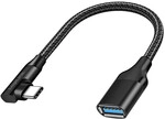 Logilink USB 3.2 Gen2 Type-C adapter, C/M 90&deg; to USB-A/F, 10 Gbps, 15W, OTG,