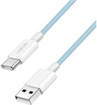 USB 2.0 Type-C cable, A/M to C/M, 480 Mbps, 60W, nylon, blue, 1 m