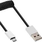 InLine&reg; Micro-USB 2.0 Spiralk., USB-A ST/Micro-B ST, schwarz/Alu, flexibel, 3m