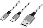 Logilink USB 2.0 cable, USB-A/M to Micro-USB + USB-C, white/black, 1.2 m