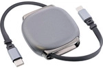 InLine&reg; USB-C Kabel im Case, einziehbar, 100W, 0,80m, schwarz/grau