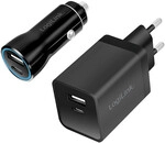Logilink USB-A/C Charging Kit, 15 W, each 1x USB-A, 1x USB-C, Black