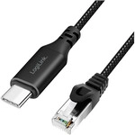 Logilink USB 3.2 Ethernet cable, C/M to RJ45/M, 1 Gbps, active, black/grey, 7.5 m