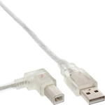 InLine&reg; USB 2.0 Kabel, A an B links abgewinkelt, transparent, 2m